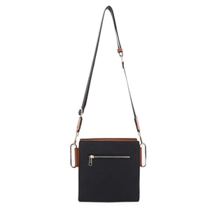 FC20578 Hardware Emblem Two Tone Structured Crossbody Bag