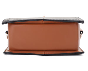 FC20578 Hardware Emblem Two Tone Structured Crossbody Bag