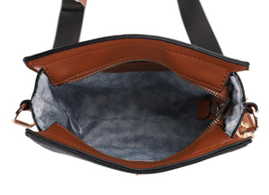 FC20578 Hardware Emblem Two Tone Structured Crossbody Bag