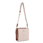 FC20578 Hardware Emblem Two Tone Structured Crossbody Bag