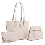 HB20473 Embossed Woven Metal Lock with Wristlet and Bag Tote Set