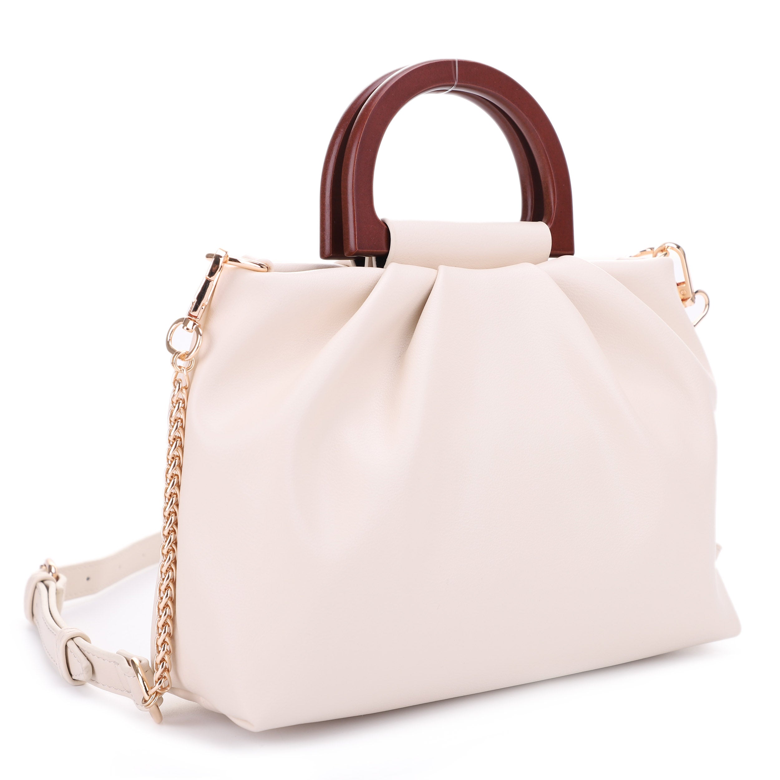 HL20584 Wooden Top Handle Scrunched Crossbody