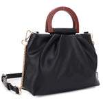HL20584 Wooden Top Handle Scrunched Crossbody