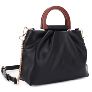 HL20584 Wooden Top Handle Scrunched Crossbody
