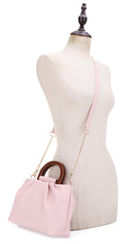 HL20584 Wooden Top Handle Scrunched Crossbody