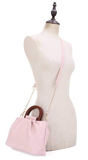 HL20584 Wooden Top Handle Scrunched Crossbody