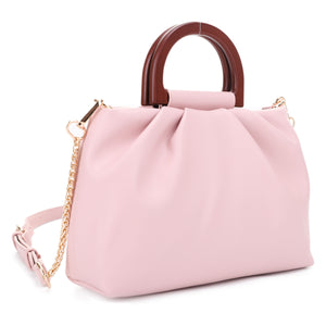 HL20584 Wooden Top Handle Scrunched Crossbody