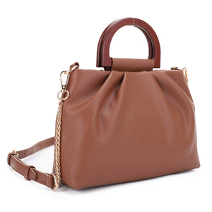 HL20584 Wooden Top Handle Scrunched Crossbody