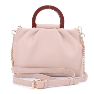 HL20584 Wooden Top Handle Scrunched Crossbody